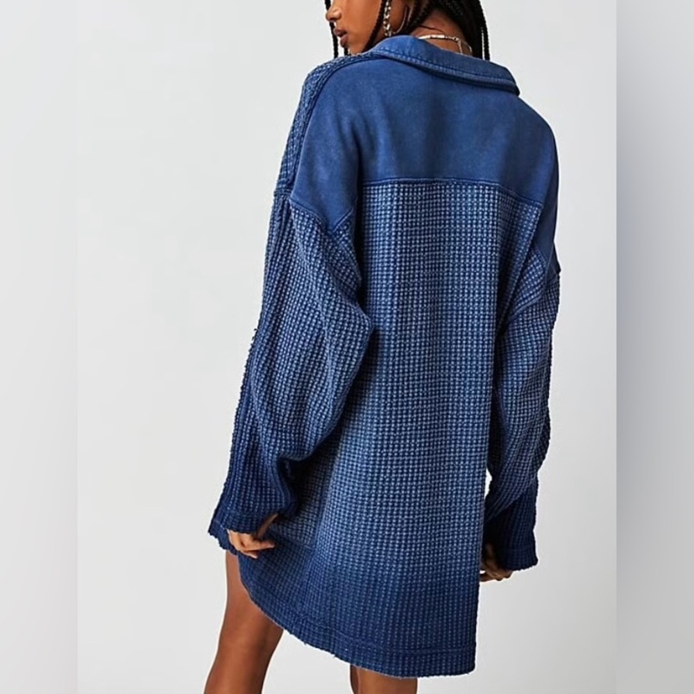 NWOT Free People Wilder Polo - Rinsed Cobalt Blue - Small - Picture 3 of 6
